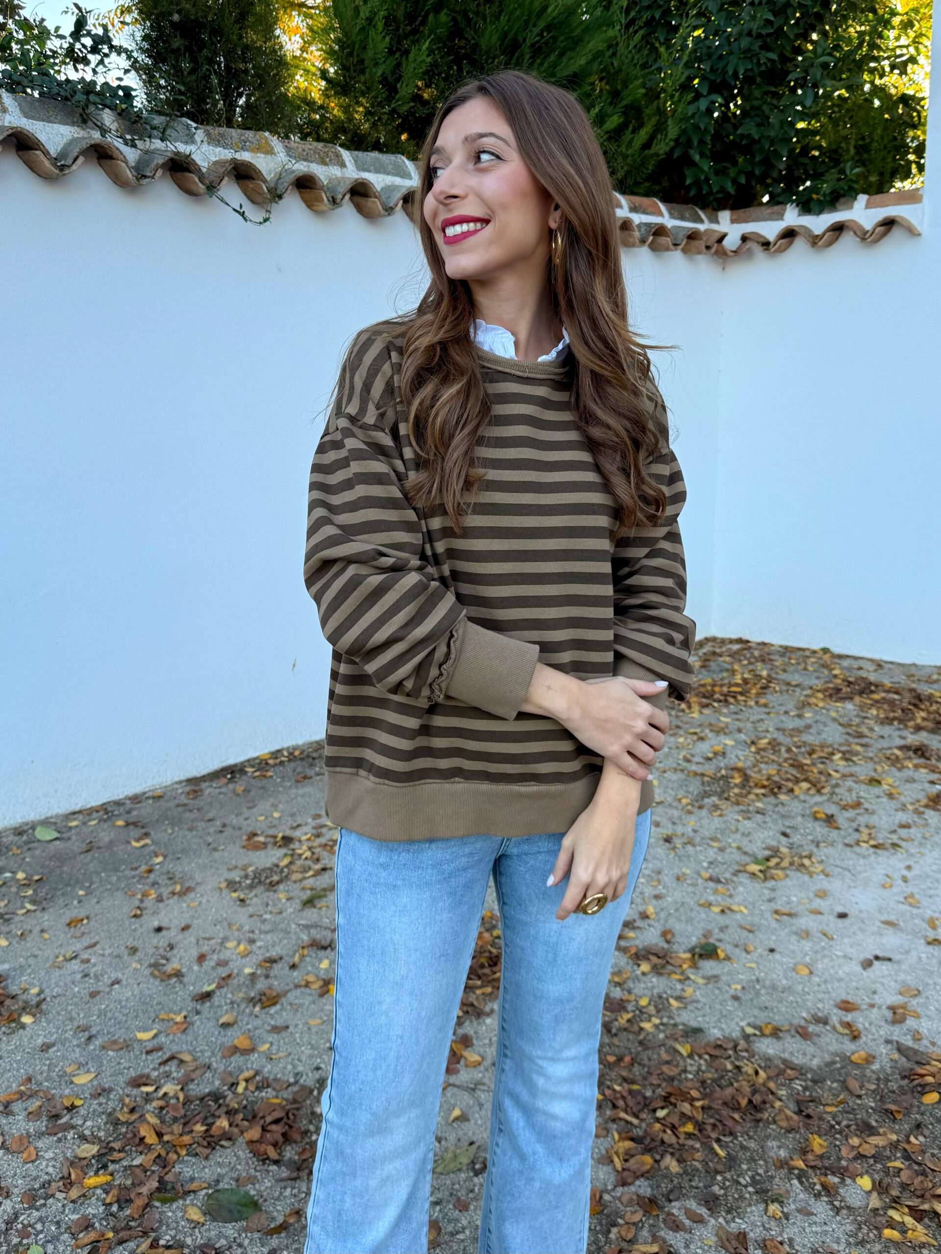 Sudadera Rayas Camel