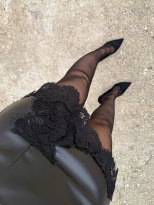 Falda/Pantalón Polipiel Encaje Negra