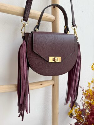Bolso Piel Flecos Burdeos