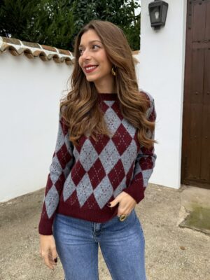 Jersey Rombo Mini Burdeos