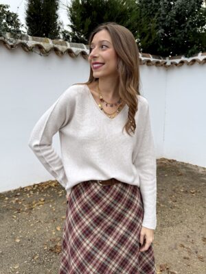 Jersey Cuello Pico Beige