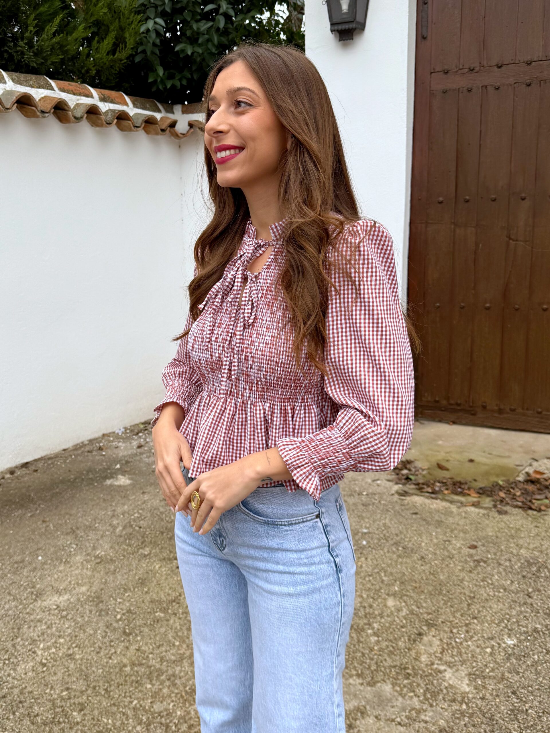 Blusa Vichy Lazos Teja - Imagen 4