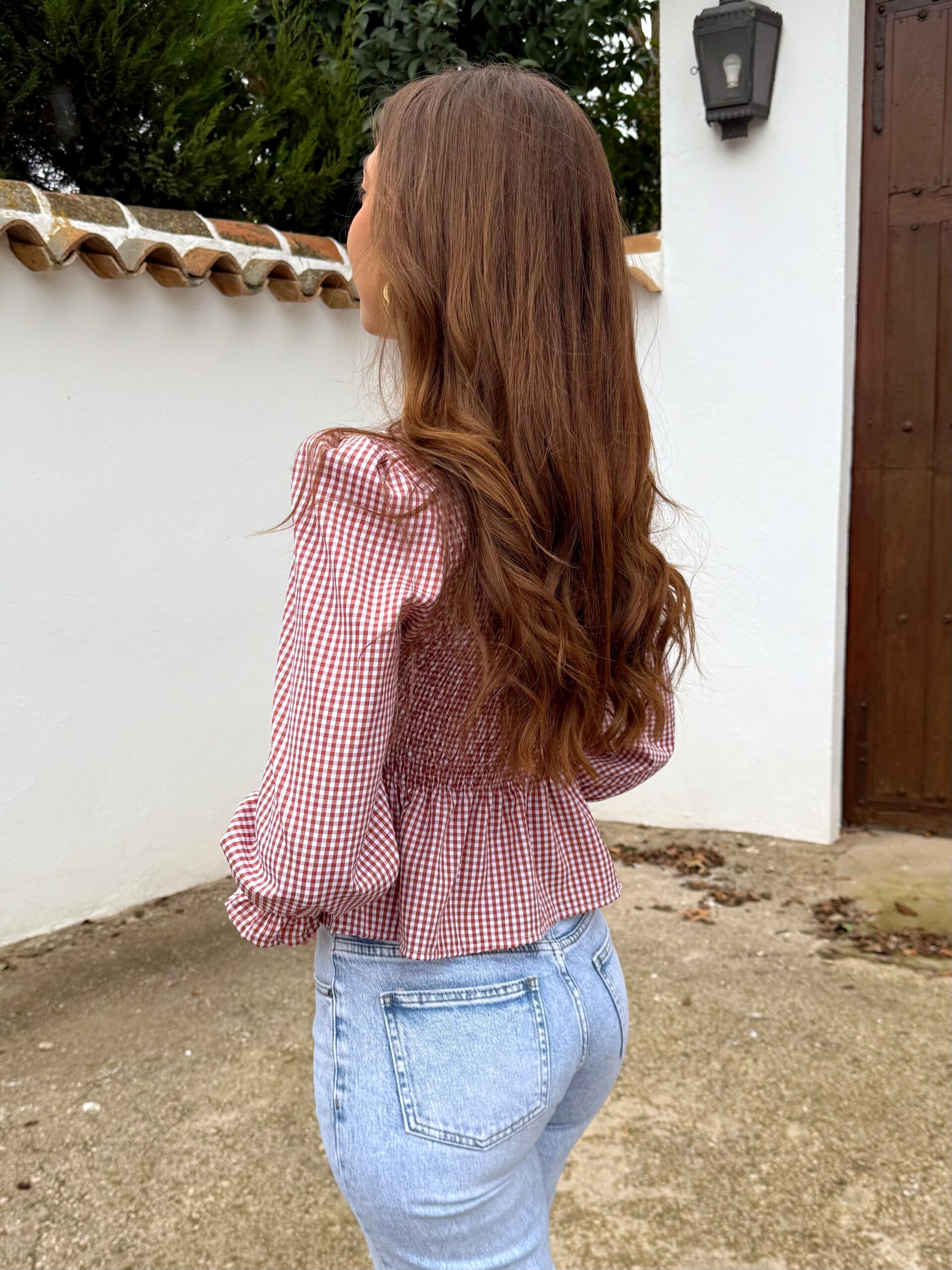 Blusa Vichy Lazos Teja - Imagen 6