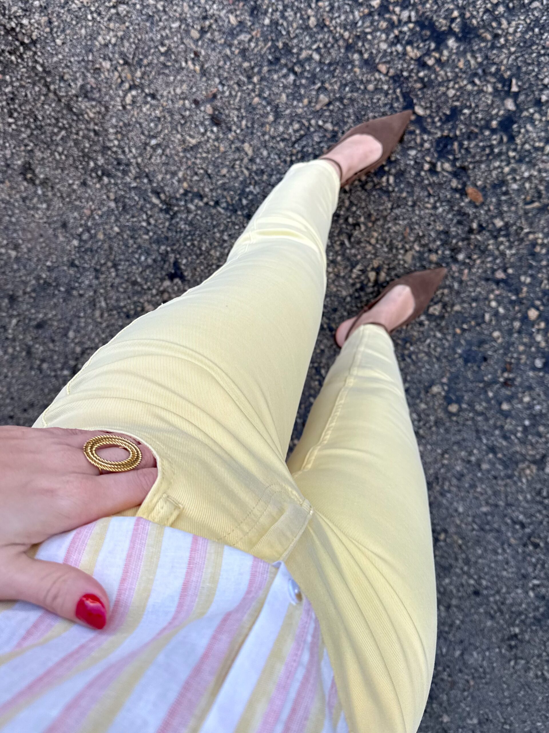 Pantalón Vaquero Skinny Amarillo Pastel - Imagen 3