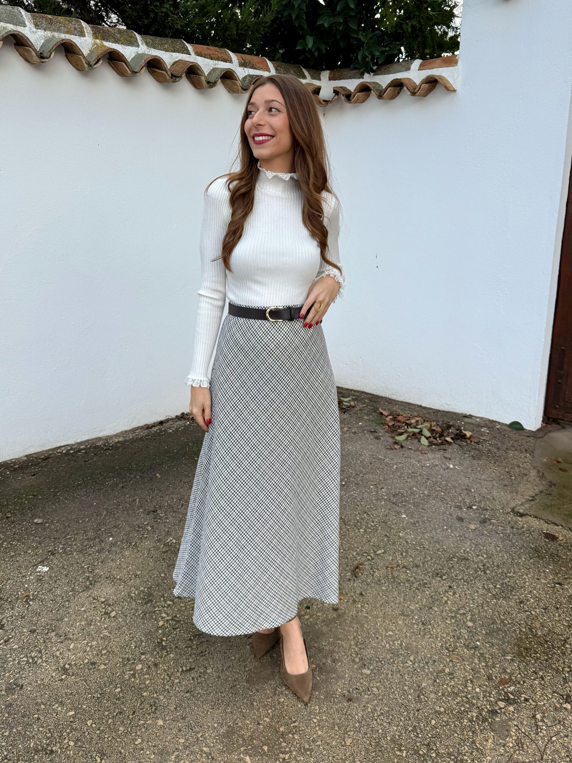 Falda Campera Cuadro Negro - Imagen 3