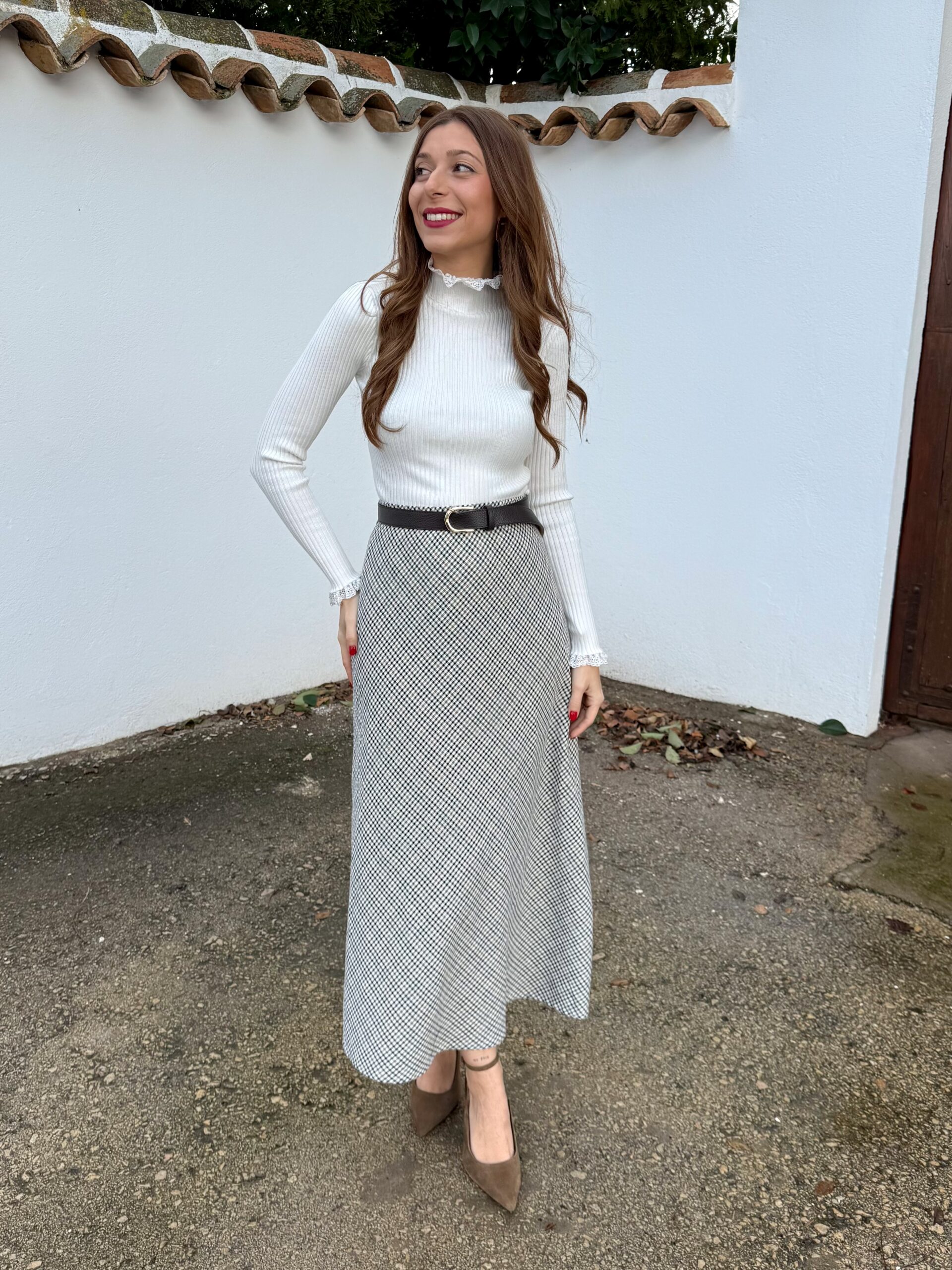 Falda Campera Cuadro Negro