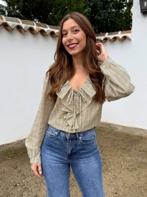 Blusa Volantes Vichy Verde