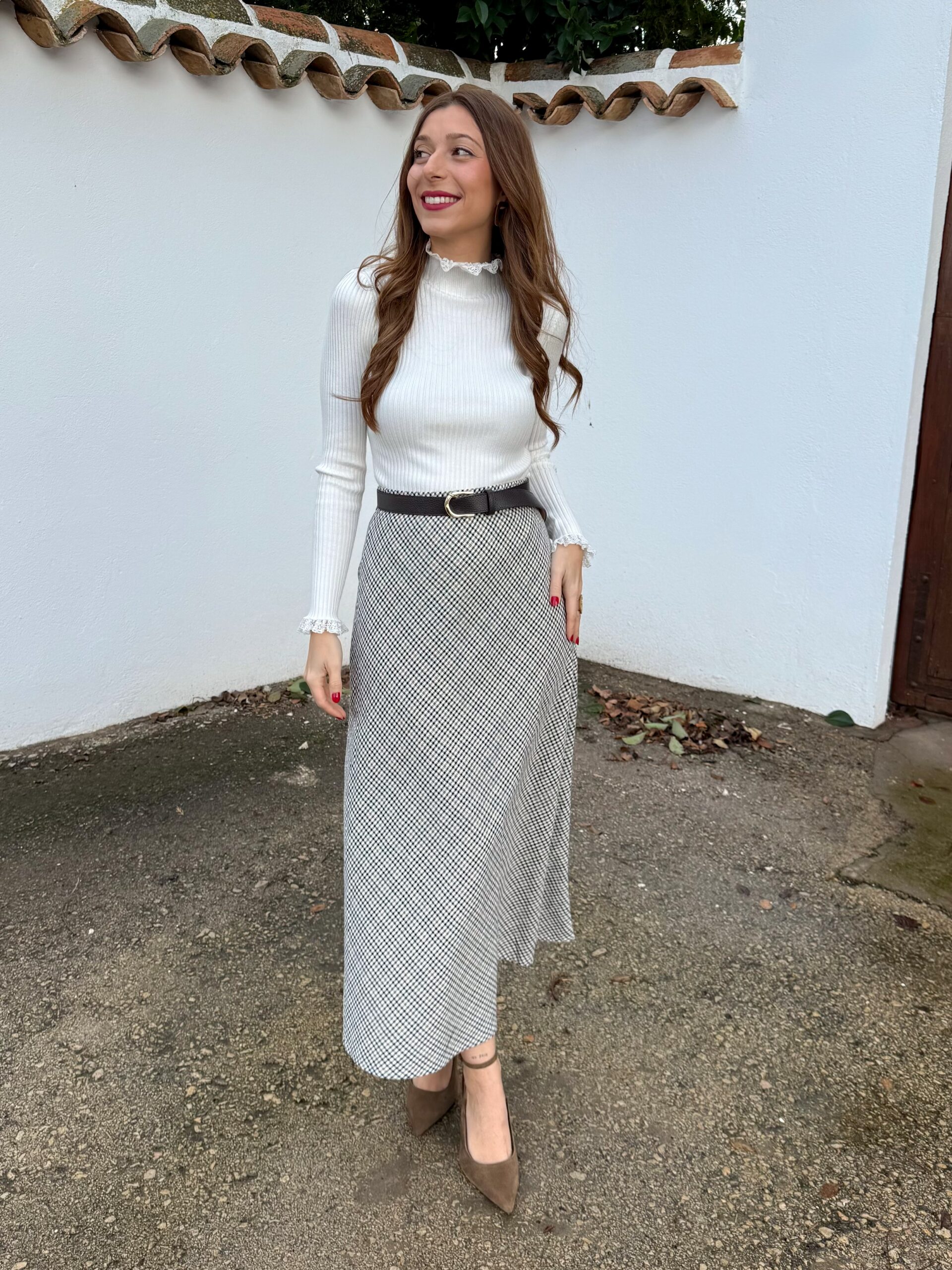 Falda Campera Cuadro Negro - Imagen 5