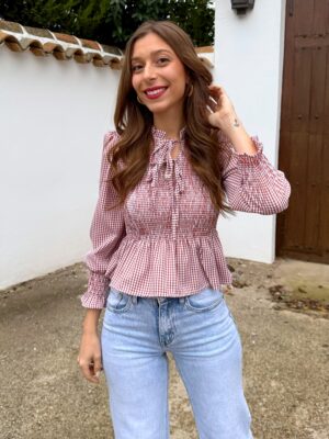 Blusa Vichy Lazos Teja - Talla única