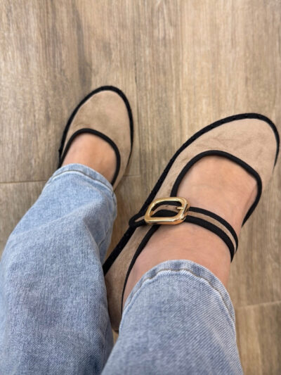 Mercedita Beige/Negro Hebilla - 40