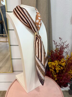 Pañuelo Seda Animal Print Naranja Broche