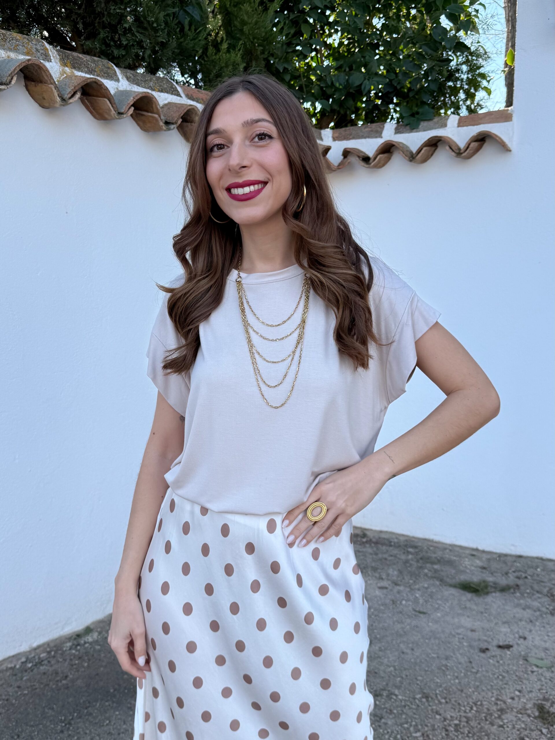 Camiseta Básica Beige Manga Corta - Imagen 4