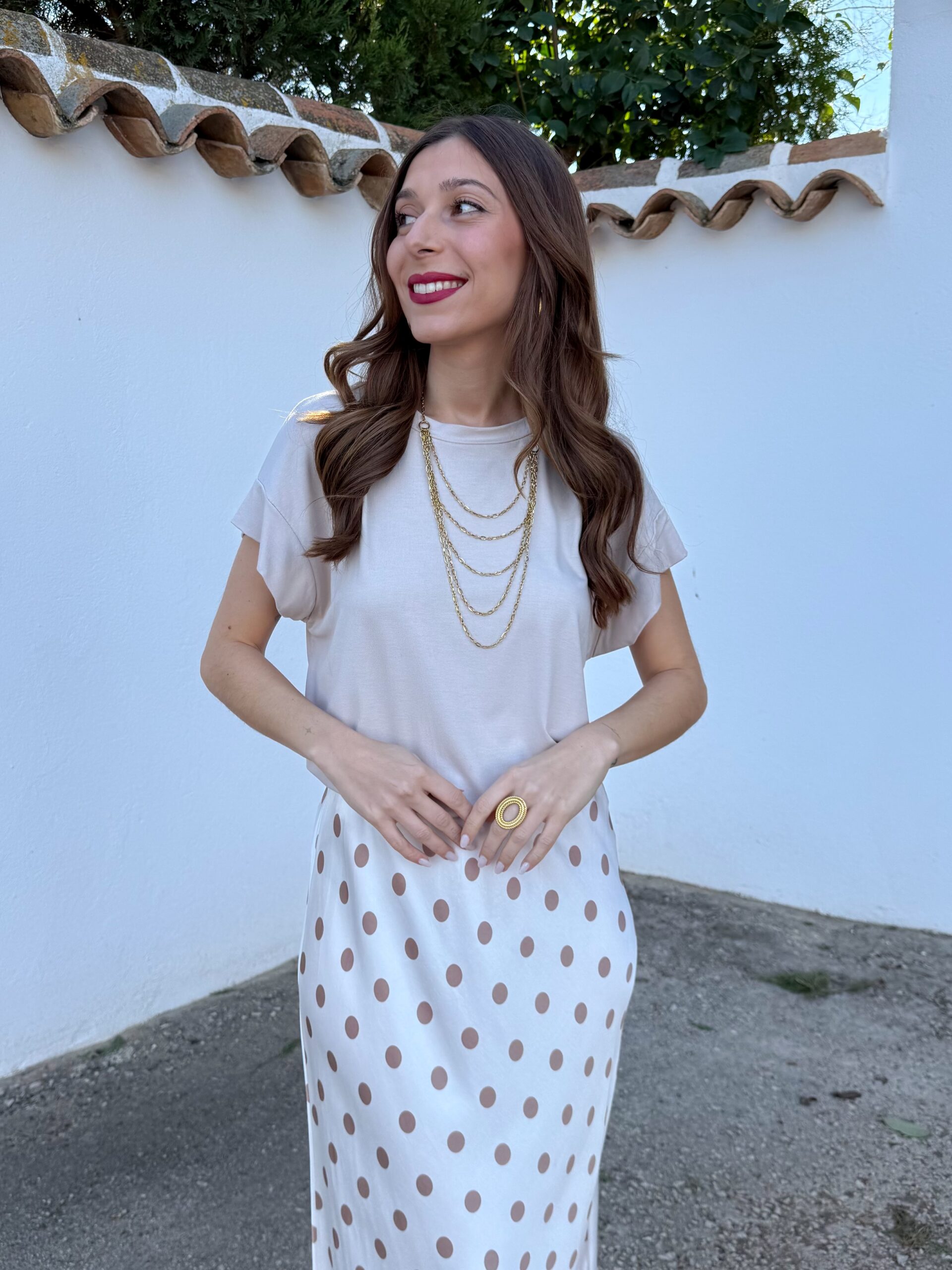 Camiseta Básica Beige Manga Corta - Imagen 3