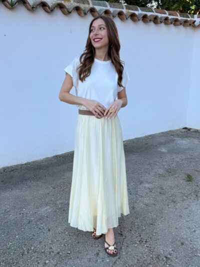 Falda Gasa Rayas Amarillo - Talla única