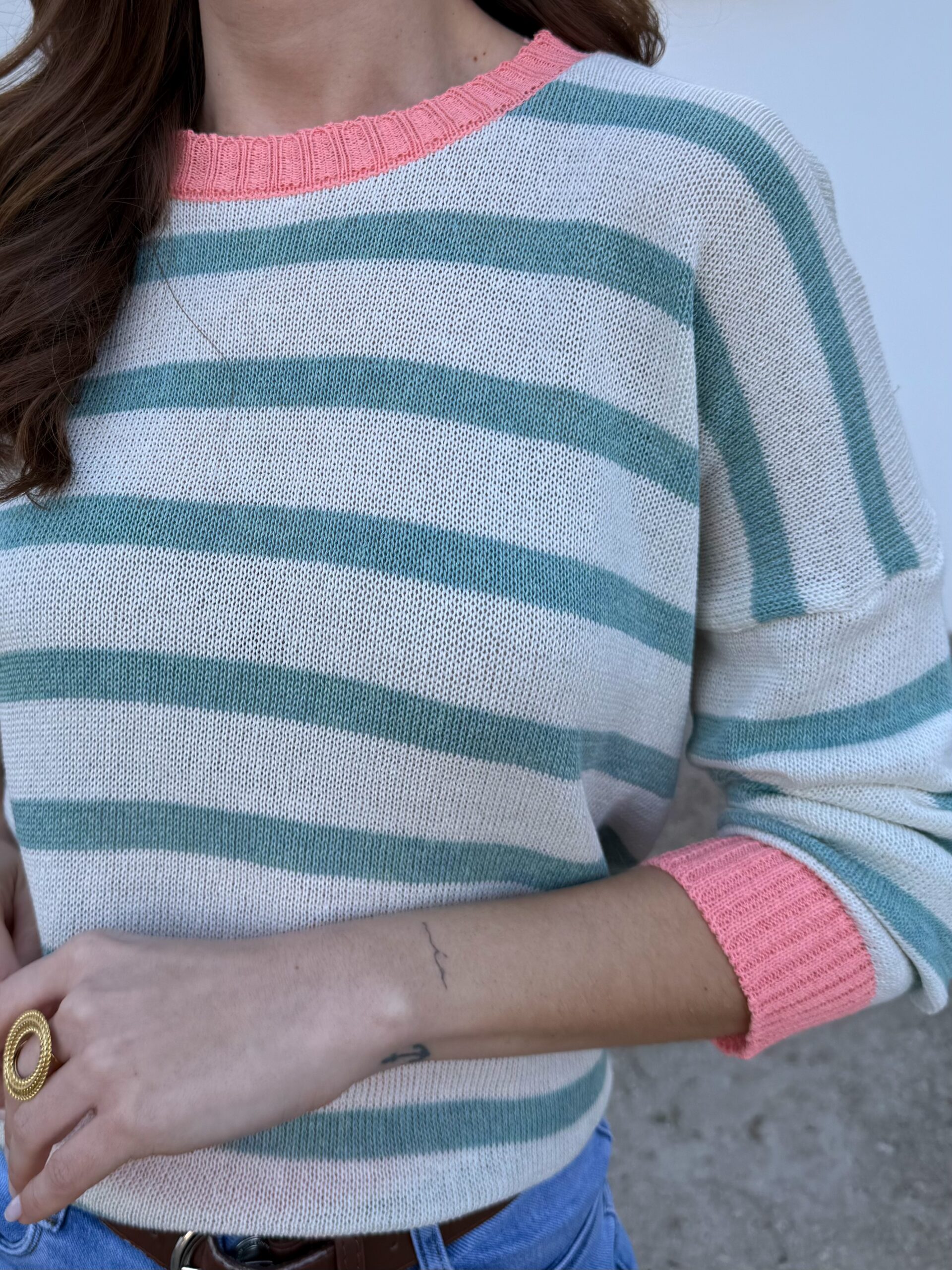 Jersey Hilo Rayas Aguamarina - Imagen 2