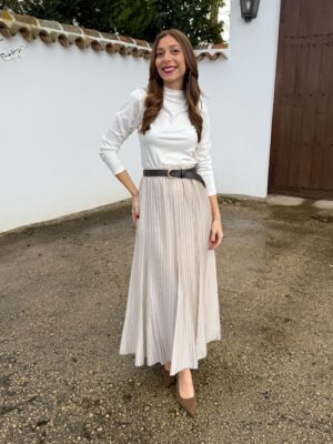 Falda Gasa Rayas Beige