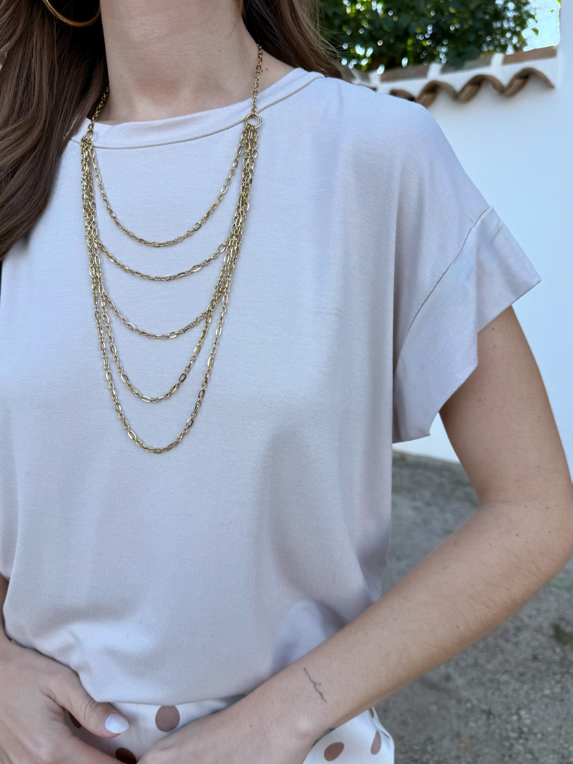 Camiseta Básica Beige Manga Corta - Imagen 2