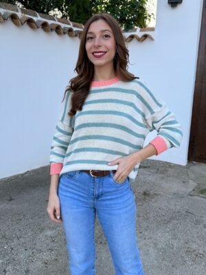 Jersey Hilo Rayas Aguamarina