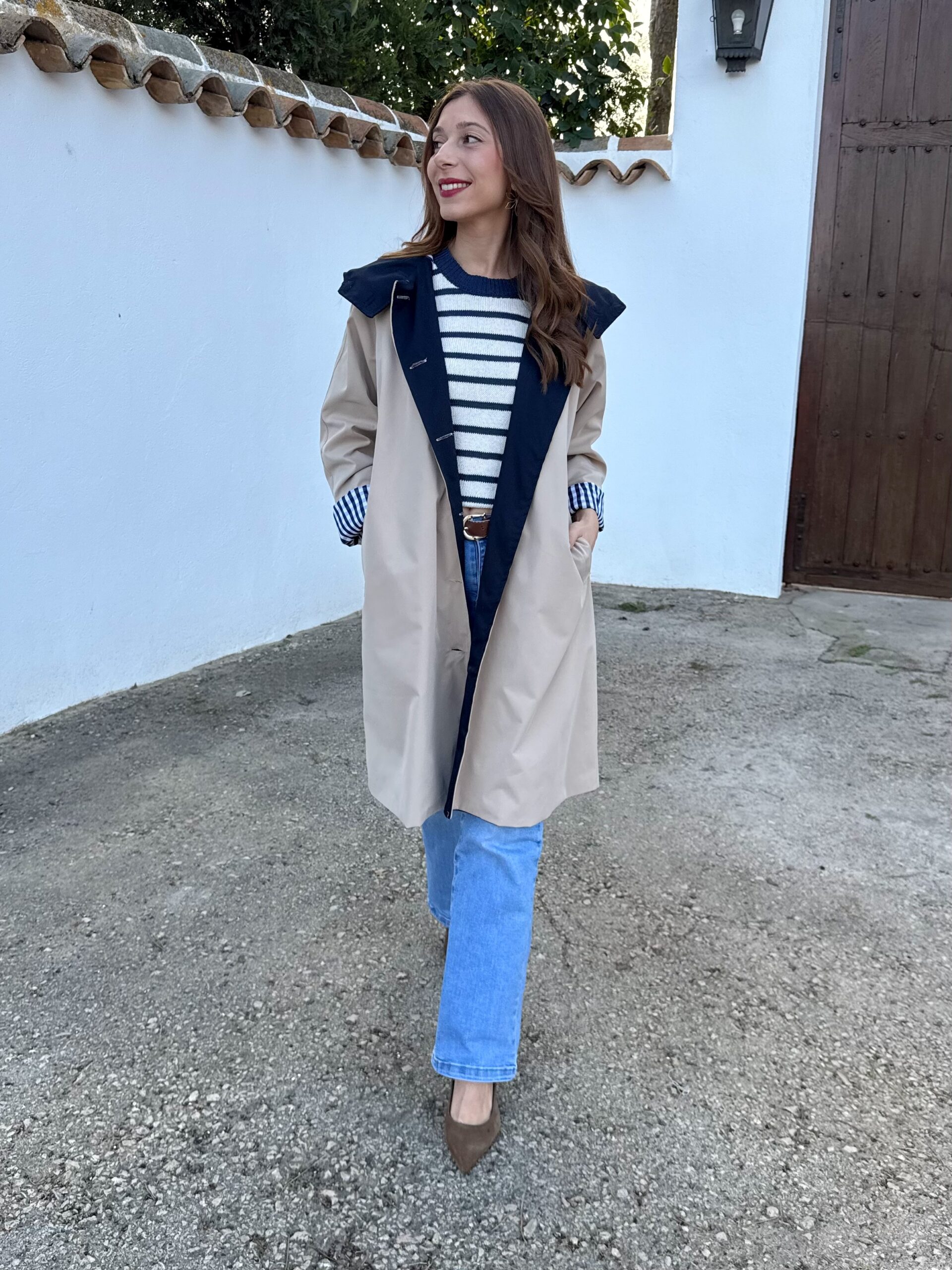 Gabardina Primavera Vichy Beige - Imagen 5