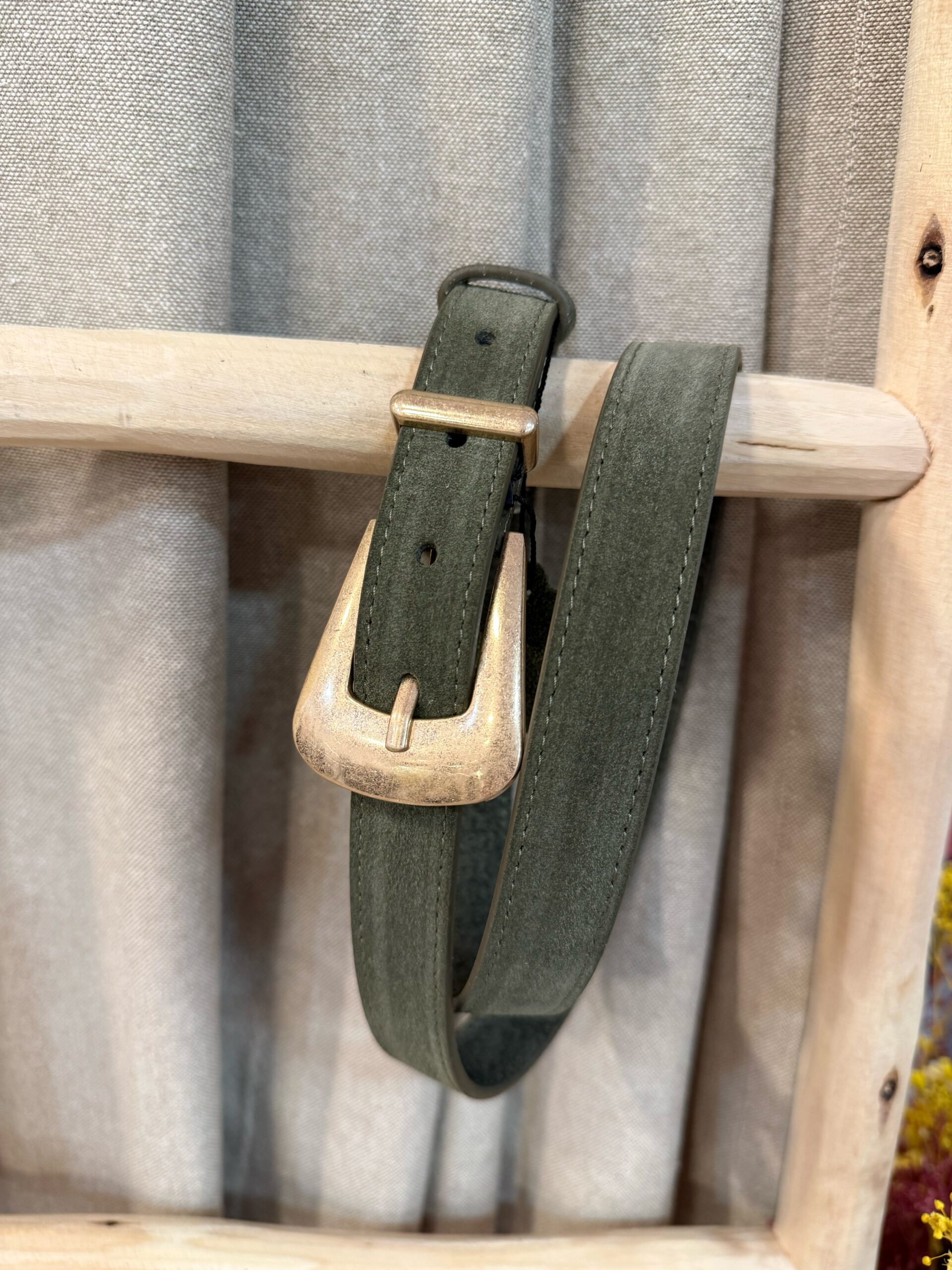 Cinturón Fino Piel Verde - Imagen 2