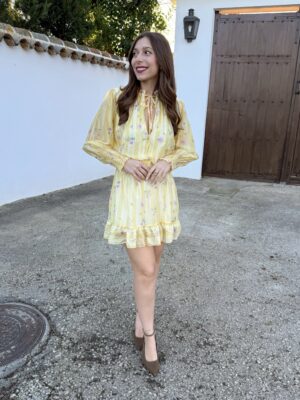Vestido Flores Corto Amarillo