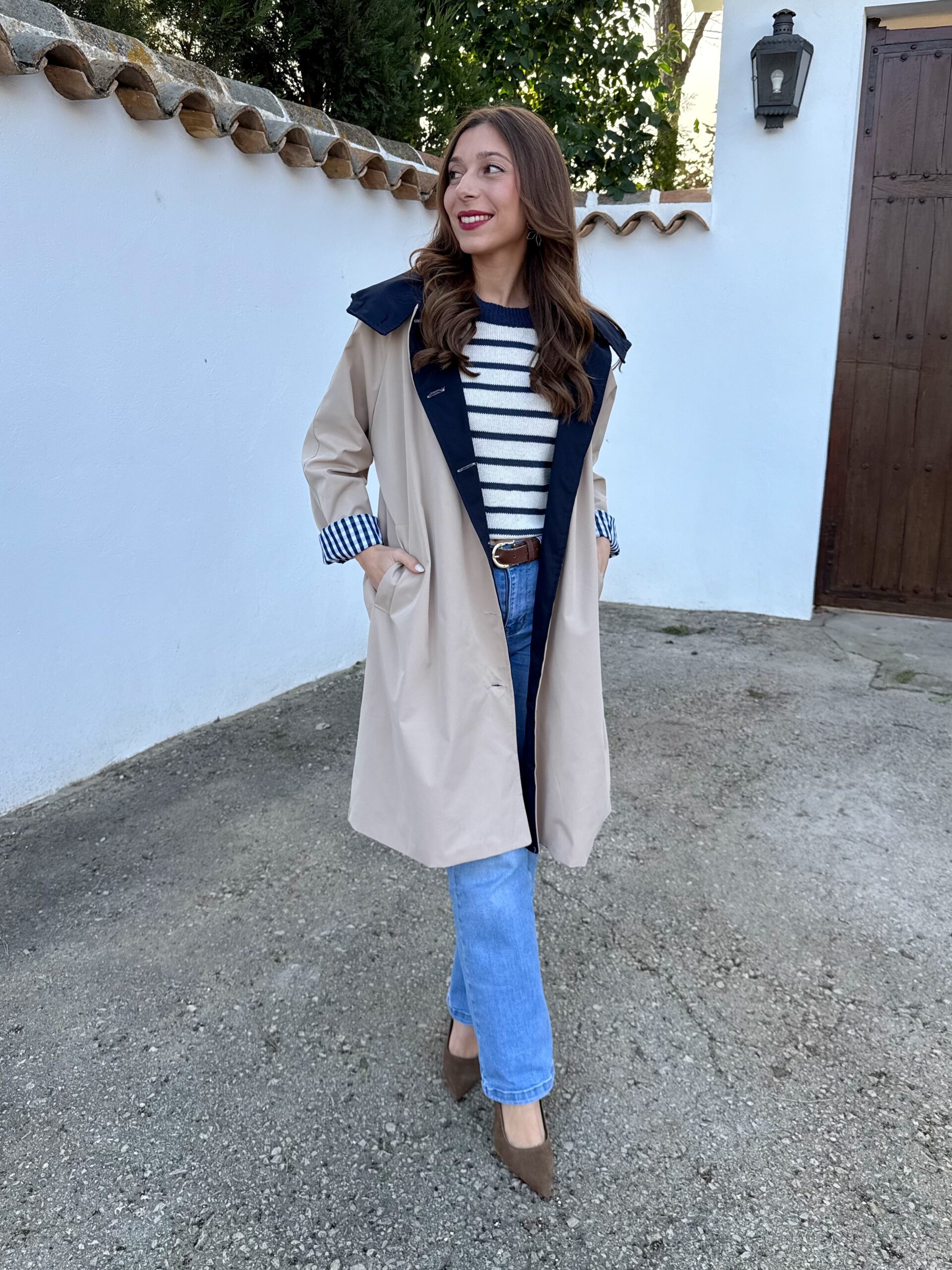 Gabardina Primavera Vichy Beige - Imagen 4