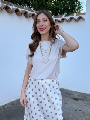 Camiseta Básica Beige Manga Corta