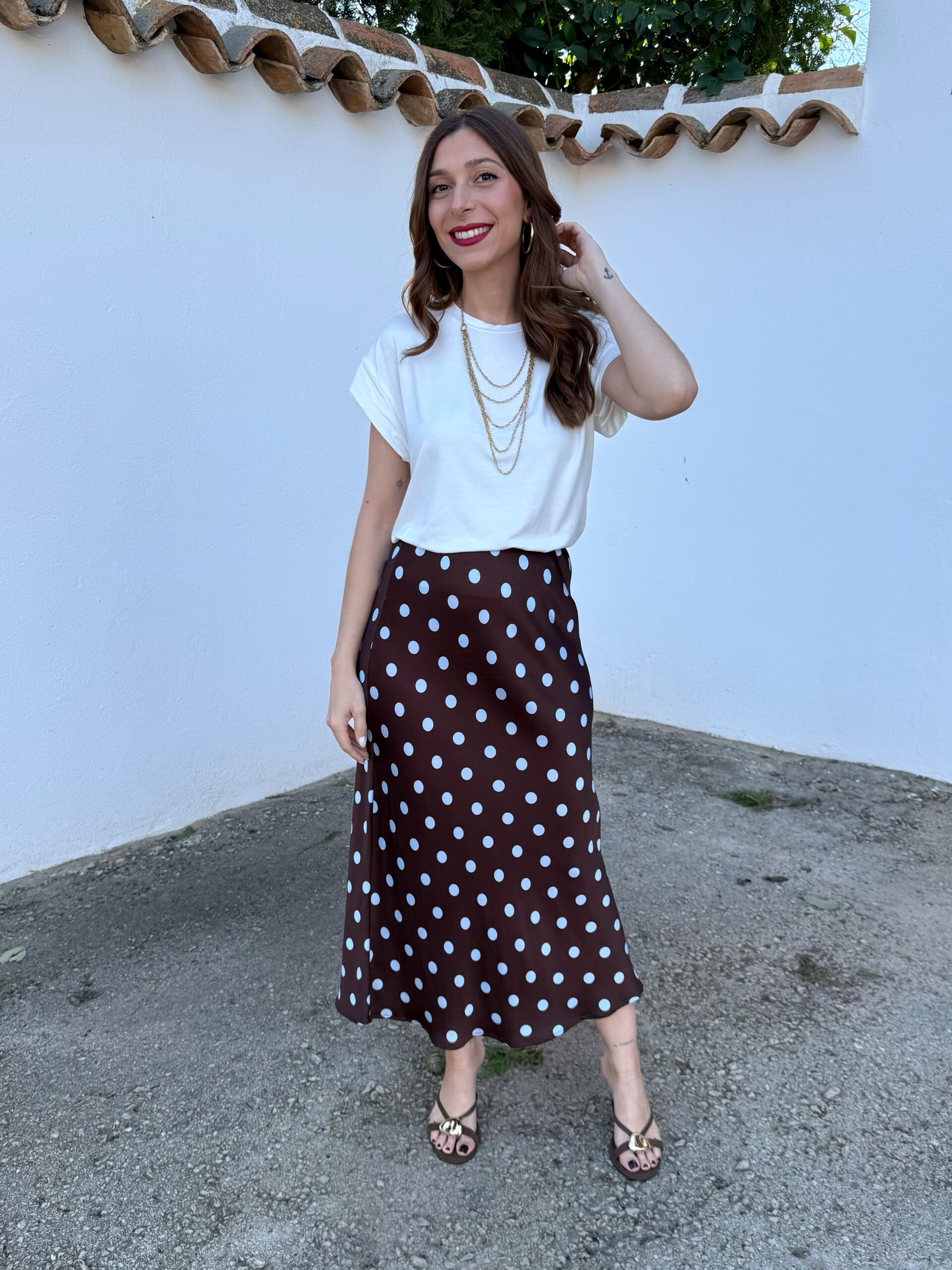 Falda Lunares Marrón/Azul - Imagen 4