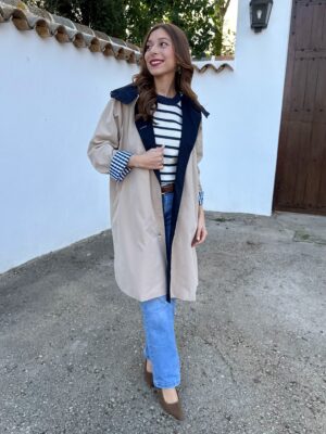 Gabardina Primavera Vichy Beige