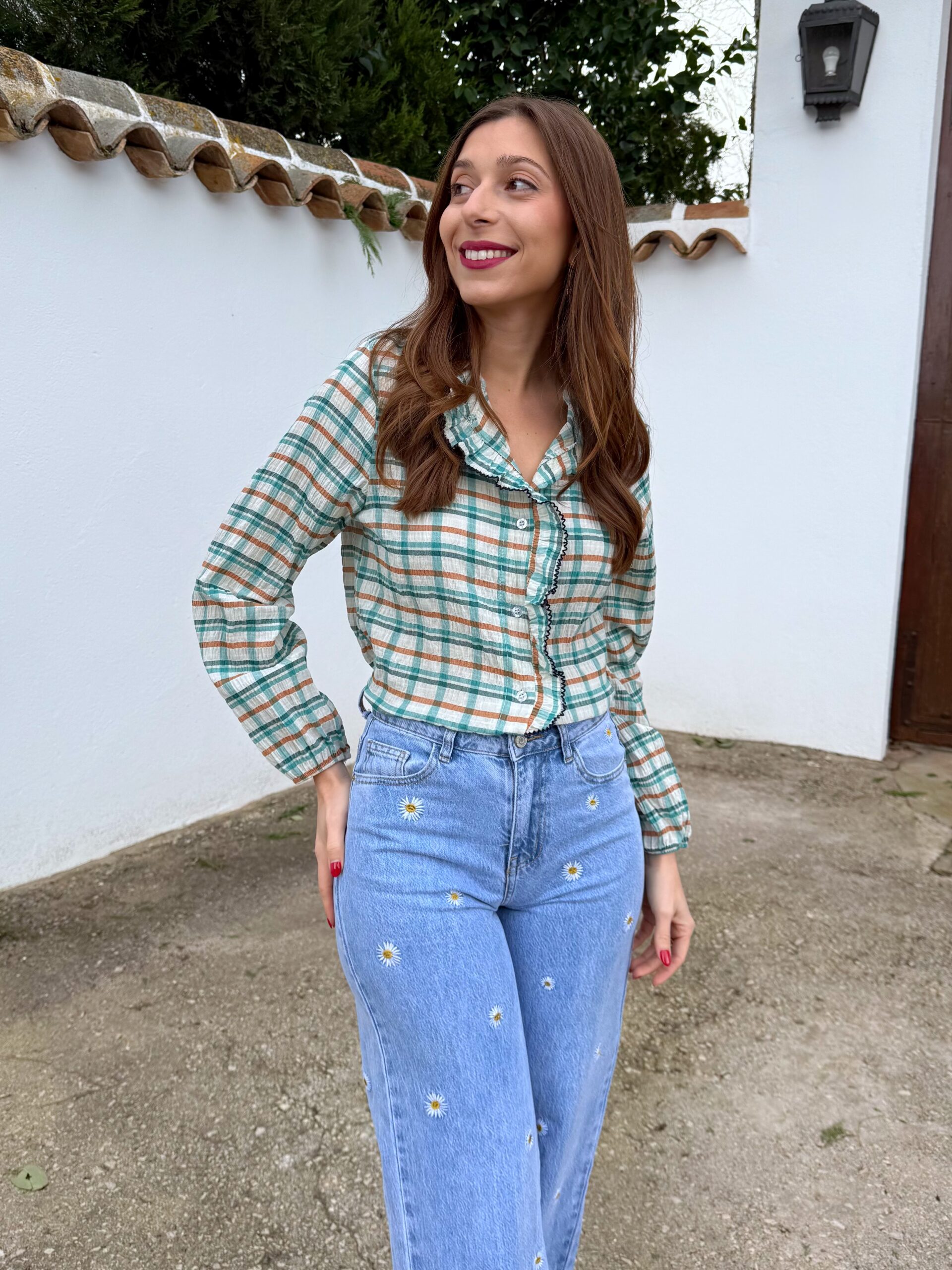 Camisa Ribete Celia Aguamarina - Imagen 3