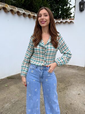 Camisa Ribete Celia Aguamarina