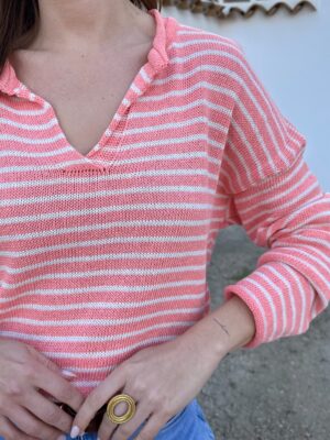 Jersey Cuello Abierto Coral