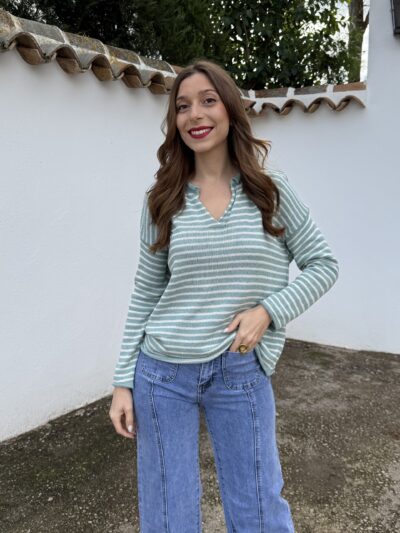 Jersey Cuello Abierto Turquesa