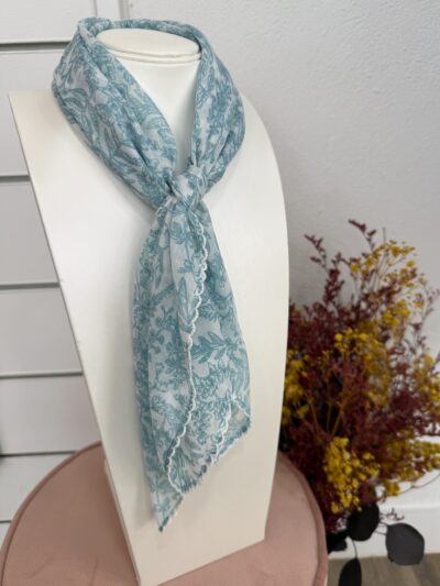 Pañuelo Algodón Puntilla Turquesa