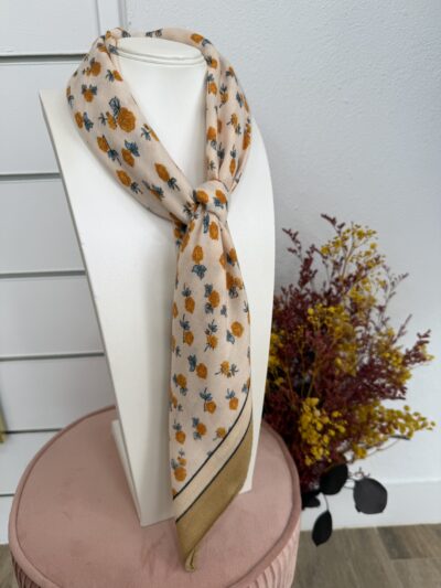 Pañuelo Algodón Flores Naranja