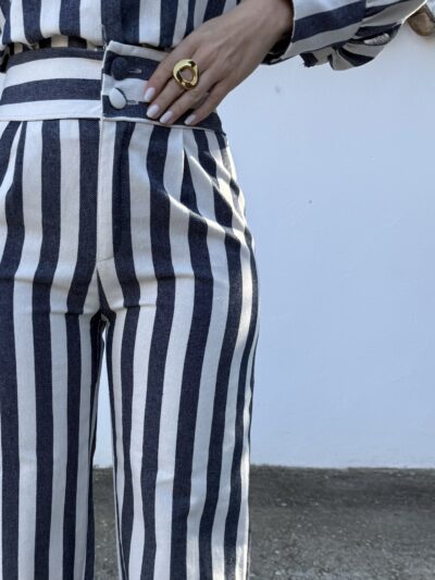 Pantalón Bombacho Rayas Azul