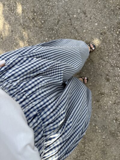 Pantalón Bombacho Vichy Azul Marino