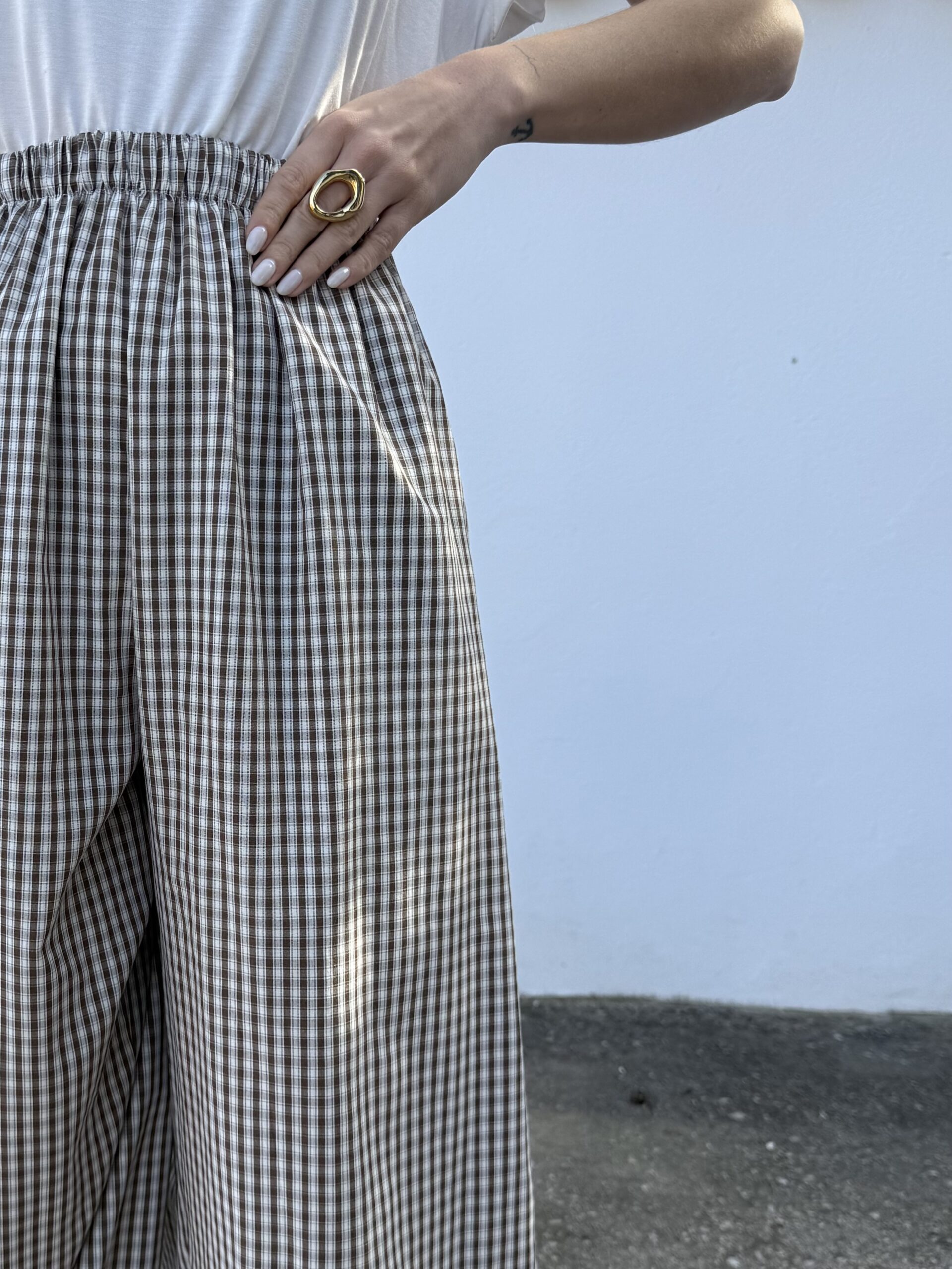 Pantalón Bombacho Vichy Marrón - Imagen 2