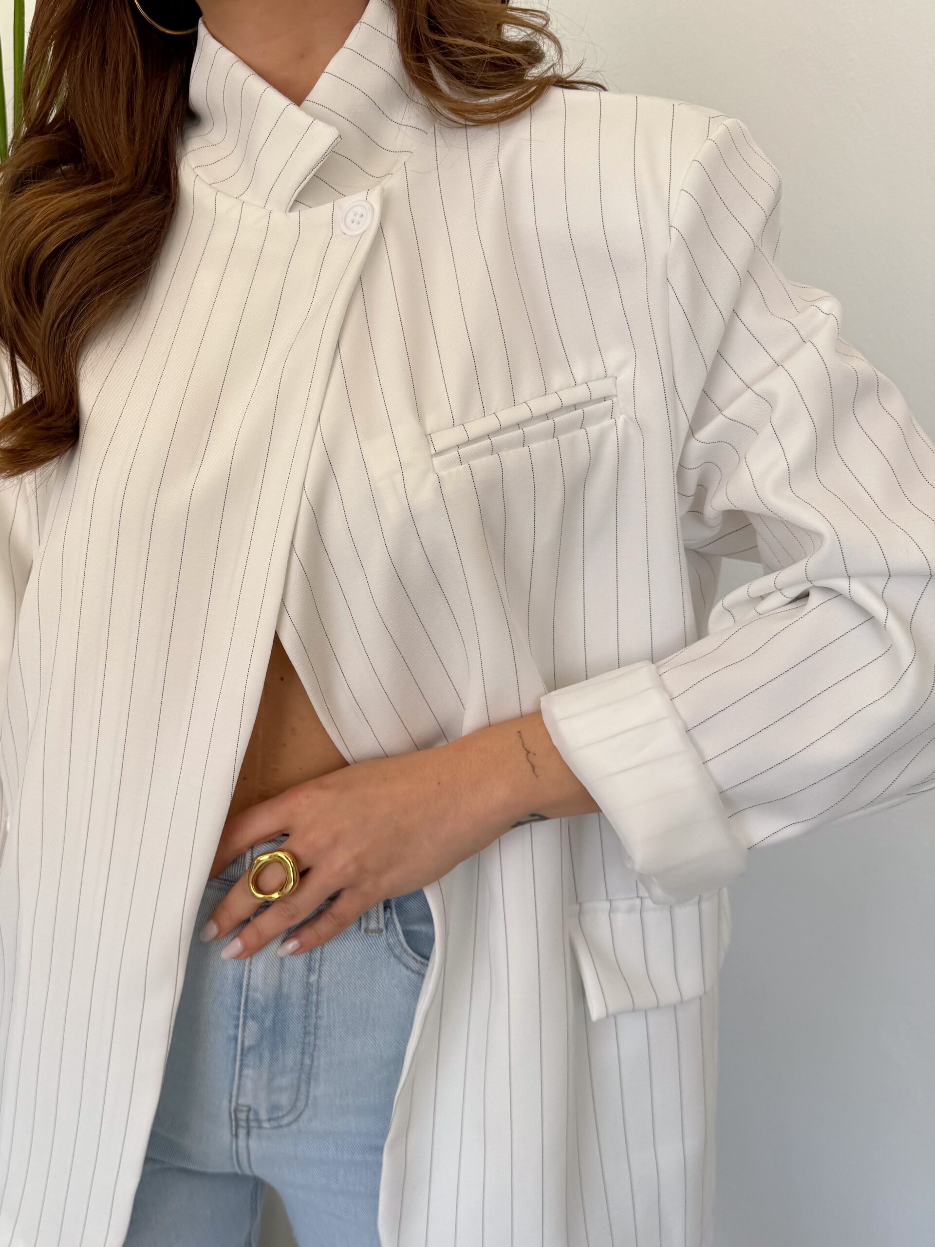 Blazer Cruzada Rayas Blanca - Imagen 2