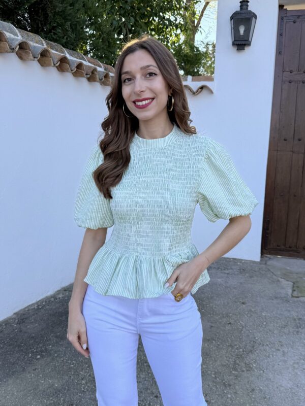 Blusa Farol Rayas Menta - Talla única