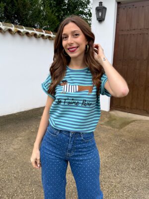 Camiseta Salchicha Azul/Verde - Talla única