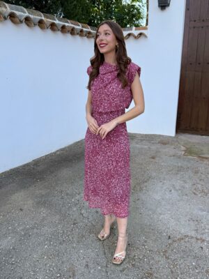 Vestido Gasa Paisley Vino
