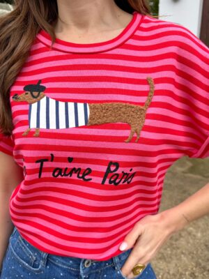 Camiseta Salchicha Fucsia/Rojo