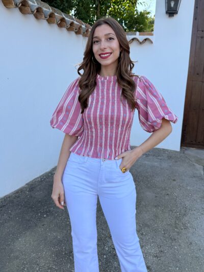 Blusa Farol Flores Rosa