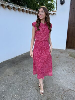 Vestido Gasa Paisley Cereza