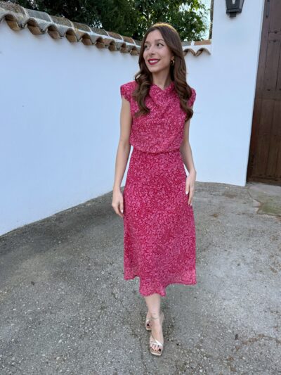 Vestido Gasa Paisley Cereza