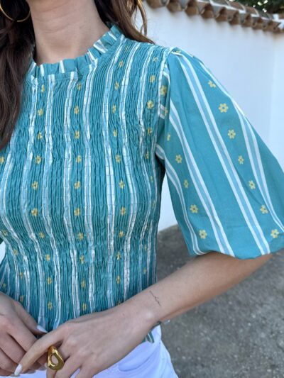 Blusa Farol Flores Verde