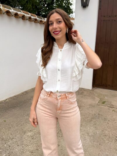 Camisa Volantes Manga Corta