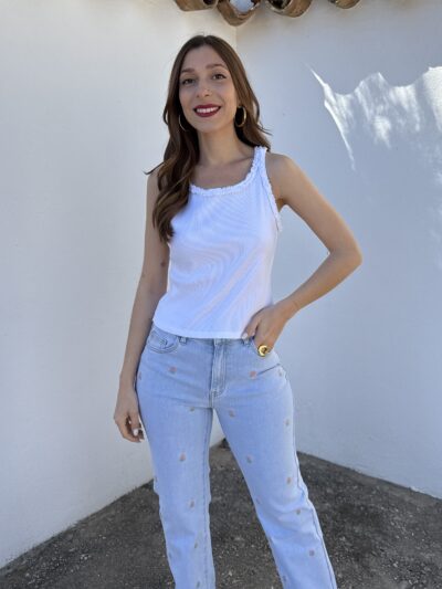 Top Ribete Rizado Blanco