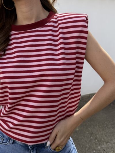 Camiseta Hombreras Rosa/Burdeos